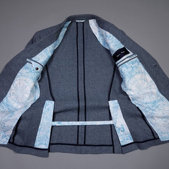 Astor & Black Nobility Herringbone Wool 2 Peice Suit Surgeon Cuffs 42 Chest - Picture 4 of 15